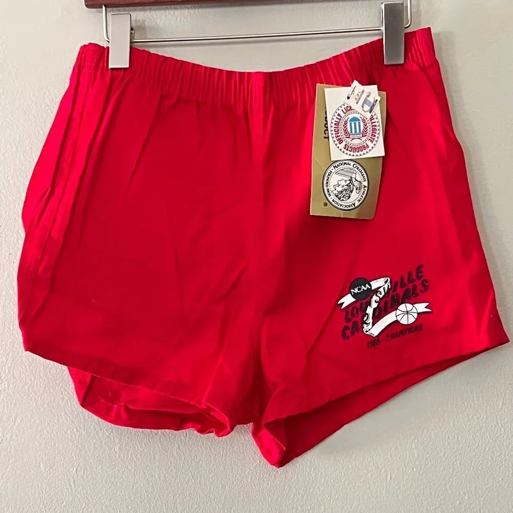 Louisville Cardinals Champion 1986 Basketball Track Running Shorts Retro M NWT‎